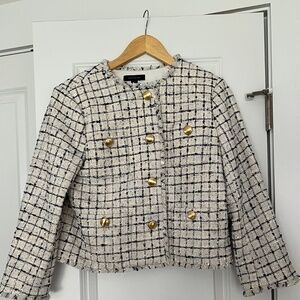 Navy/Ivory Tweed Jacket-Ann Taylor